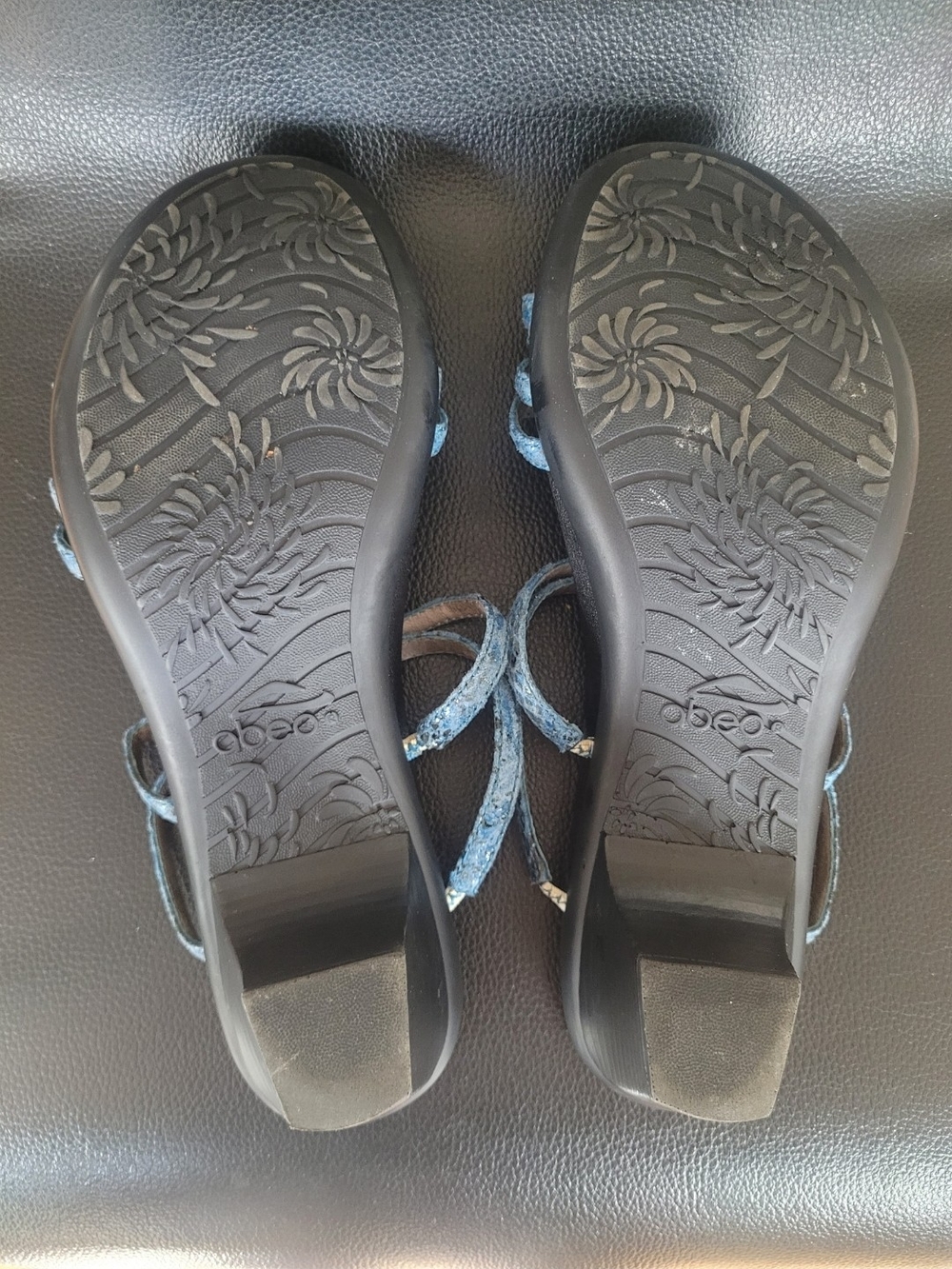 Abeo Grace Blue Strappy Mid-Heel Sandals,Leather,Women's 9 - Picture 6 of 12